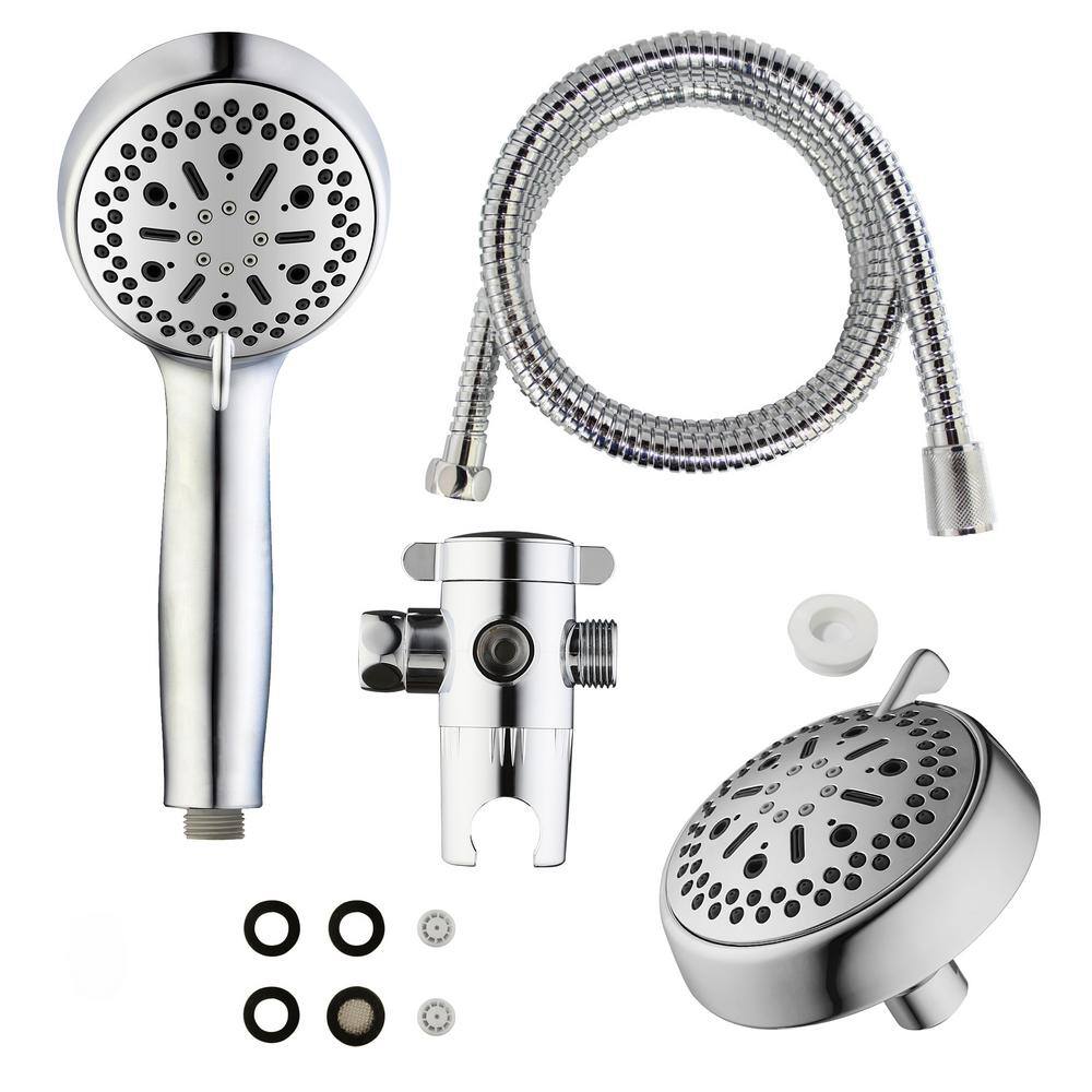 MODONA 64-spray 6 in. High PressureDual Shower Head and Handheld Shower Head in Polished Chrome DS30-PC