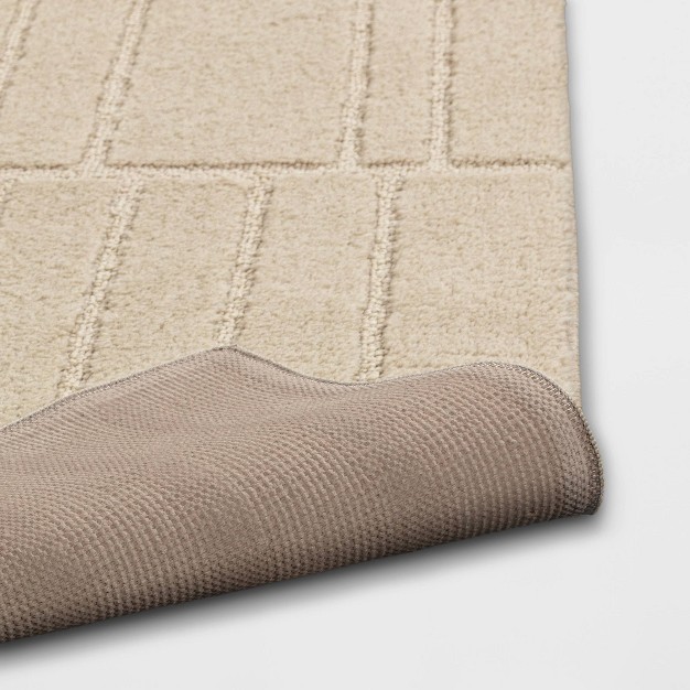 Washable Uneven Blocks Accent Rug