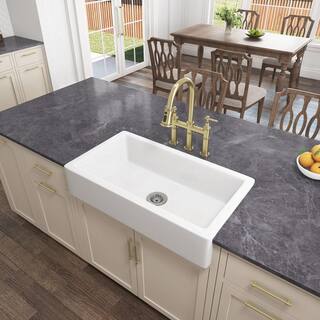 Interbath White Fireclay 30 in. Single Bowl Farmhouse Apron Kitchen Sink ITBDL7603019