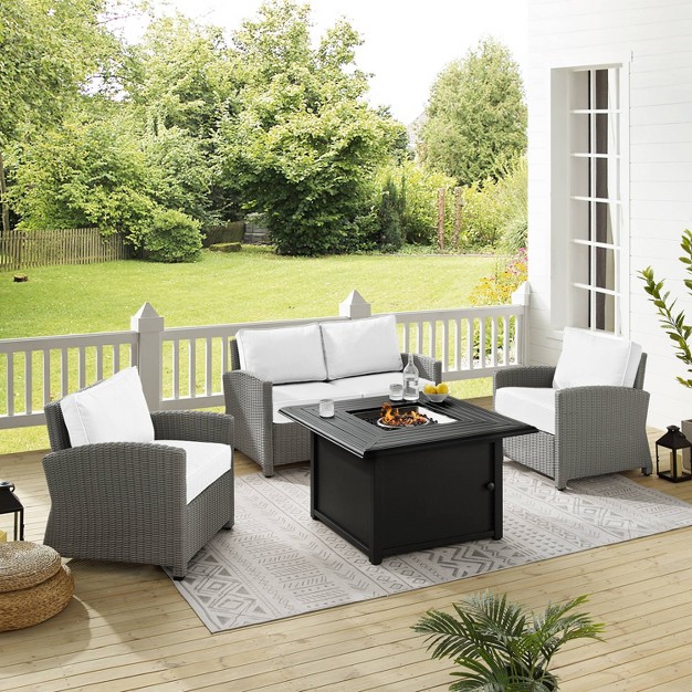 Bradenton 4pc Wicker Seating Set With Fire Table Crosley