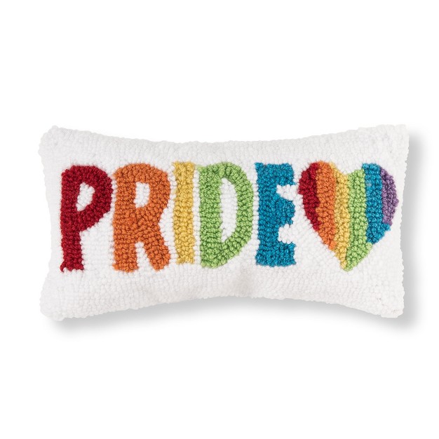 X 12 quot Pride Heart Rainbow Hooked Decorative Throw Pillow Pride