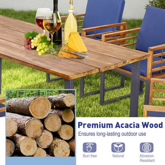 Costway 69432185 7 Pieces Patio Acacia Wood Dining...