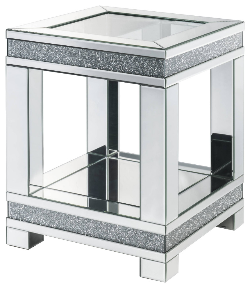 ACME Noralie End Table  Mirrored and Faux Diamonds   Contemporary   Side Tables And End Tables   by Acme Furniture  Houzz