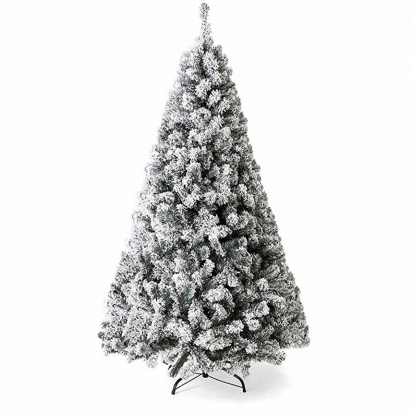 Gymax 6ft/7.5ft/9ft Snow Flocked Hinged Artificial Christmas Tree