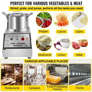 VEVOR 25-Cup Silver Capacity Commercial Food Processor Electric Food Cutter 1400 RPM Stainless Steel Grain Mill FSJQS804QSJ4L0001V1