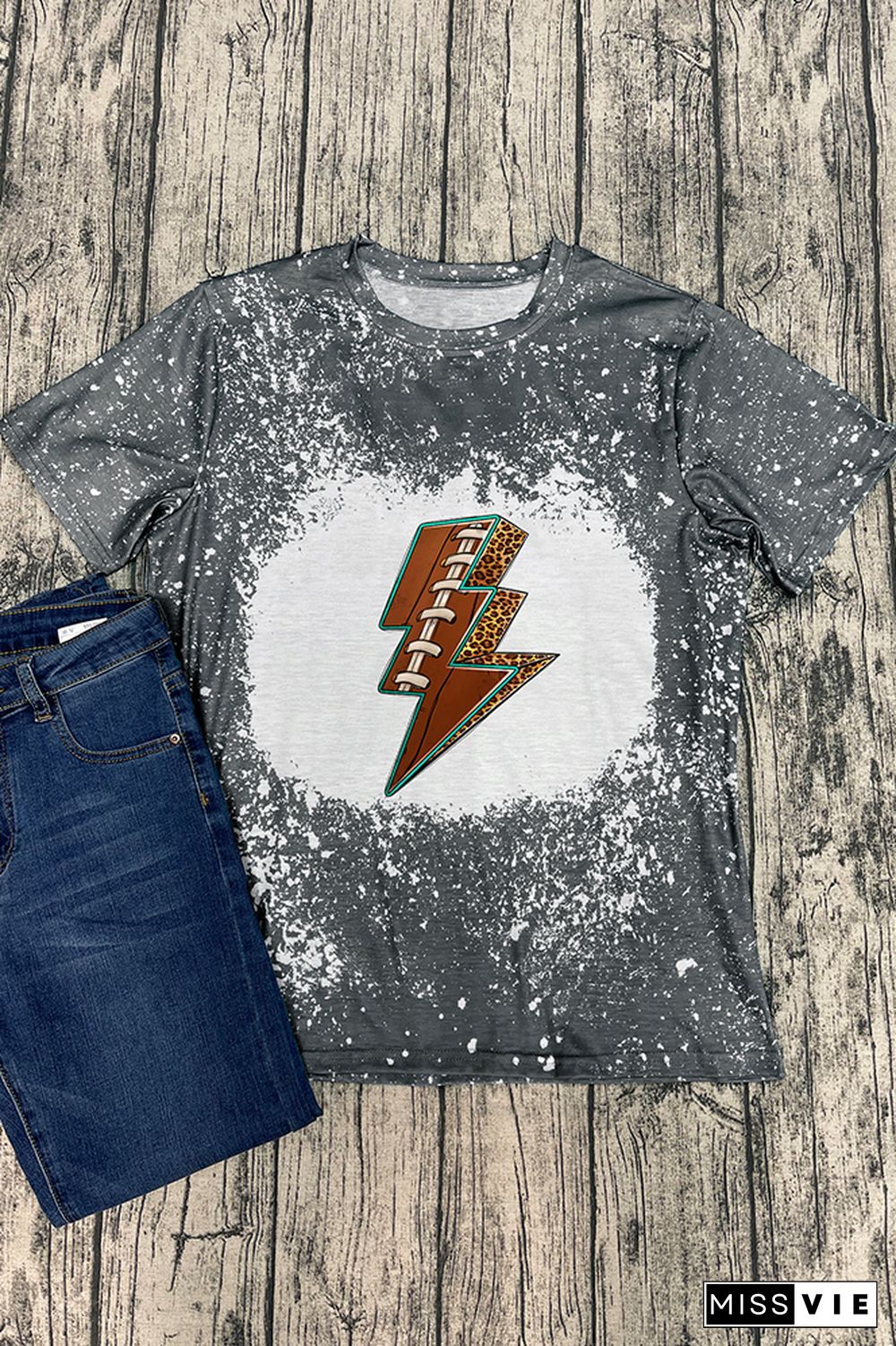 American Football Lightning Bolt Graphic Tee Wholesale