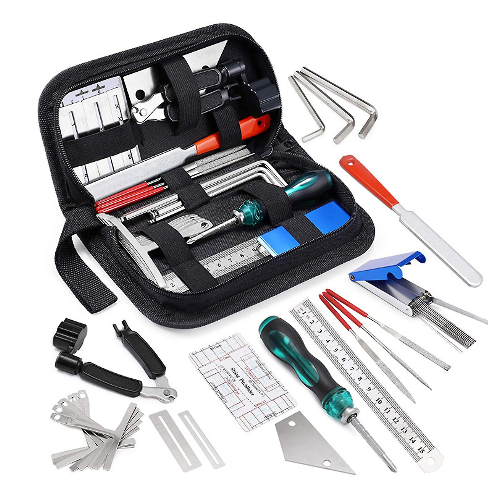 25Pcs Guitar Repair Tool Set DIY Files String Cutter Fingerboard Protector with Storage Bag