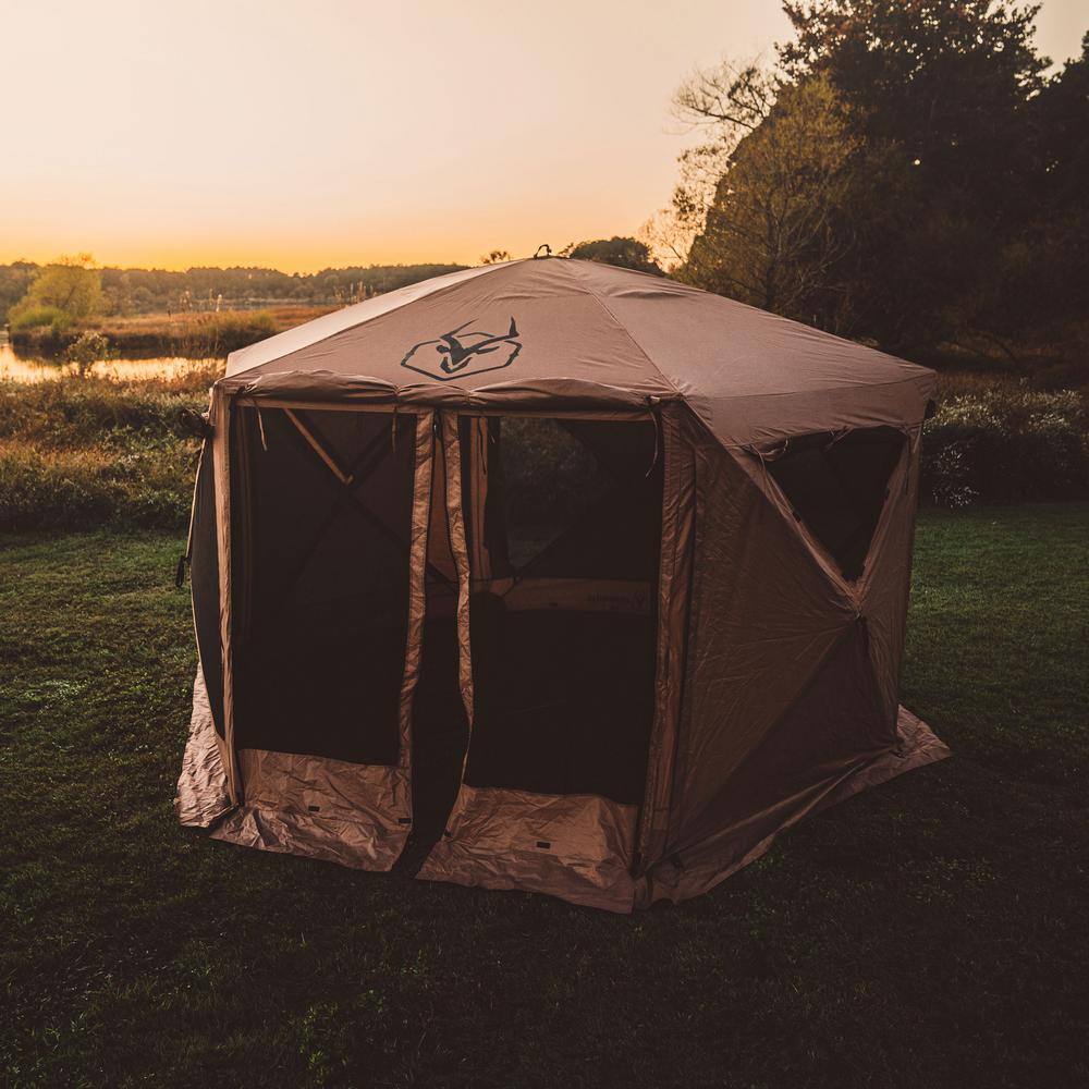 Gazelle G6 Deluxe Portable 8-Person 6 Sided GazeboShade Tent Badlands Brown GG610BR