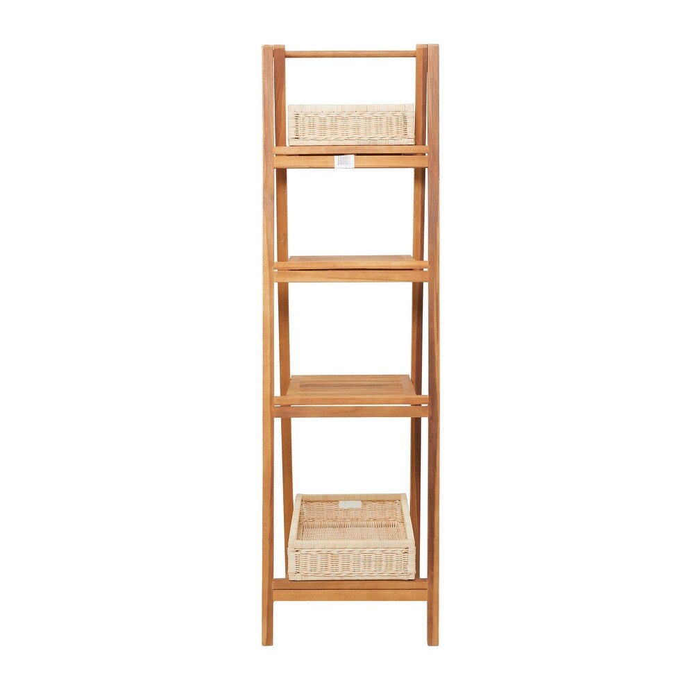 Brown Teak Contemporary Shelving Unit   18 x 19 x 60