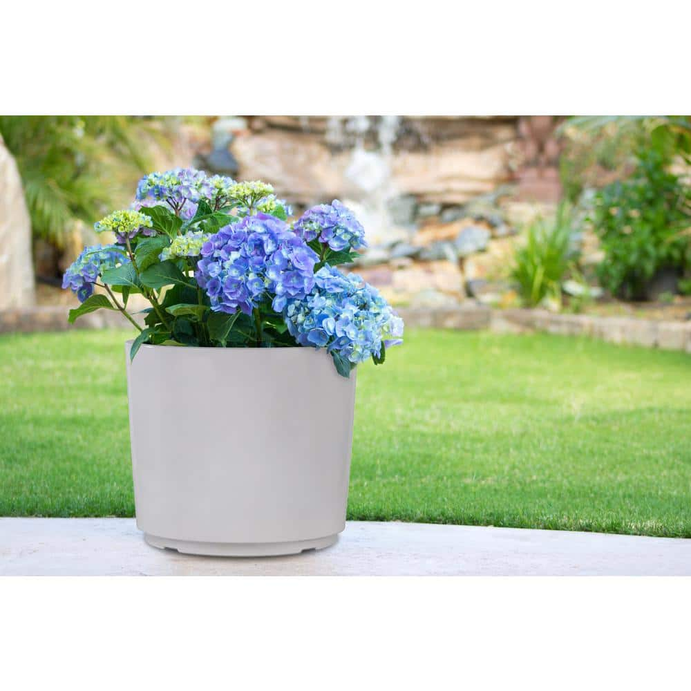 Trendspot 12.5 in. White Resin Cylinder Planter HUPS00487N-13W