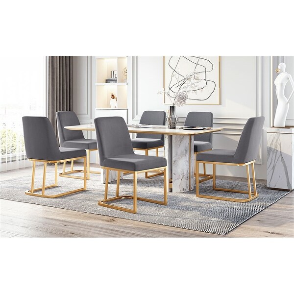 Set of 6 Upholstered Armless Velvet Dining Chairs