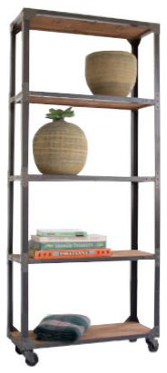 Large Iron and Recycled Wood Shelving Unit   Industrial   Bookcases   by First of a Kind USA Inc  Houzz