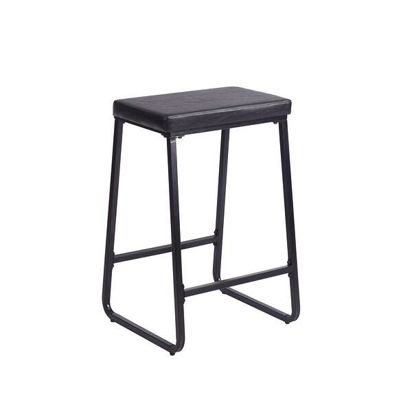 Porthos Home Senga Bar Stools Set of 2， PU Leather， Iron Legs