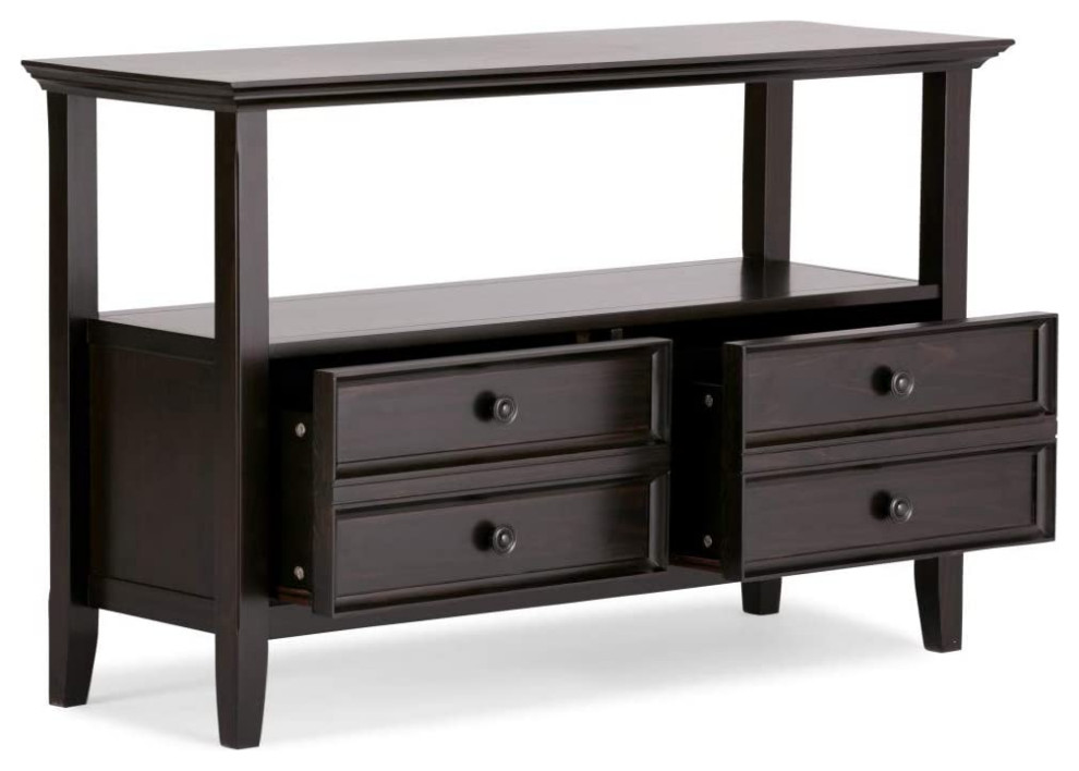 Transitional Console Table  Pine Wood Frame With Lower Drawers   Traditional   Console Tables   by Decorn  Houzz