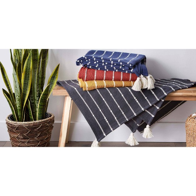 Slub Striped Throw Blanket Design Imports