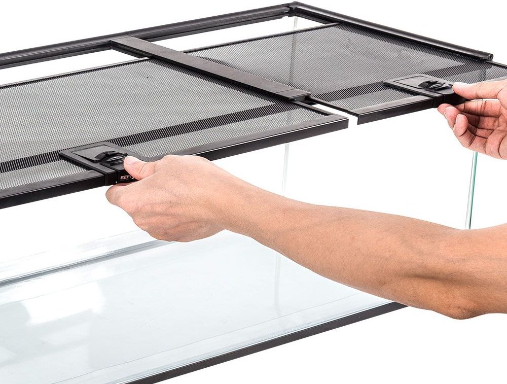 REPTI ZOO Knock-down Double Top Cover Glass Terrarium， Black， 18-gal