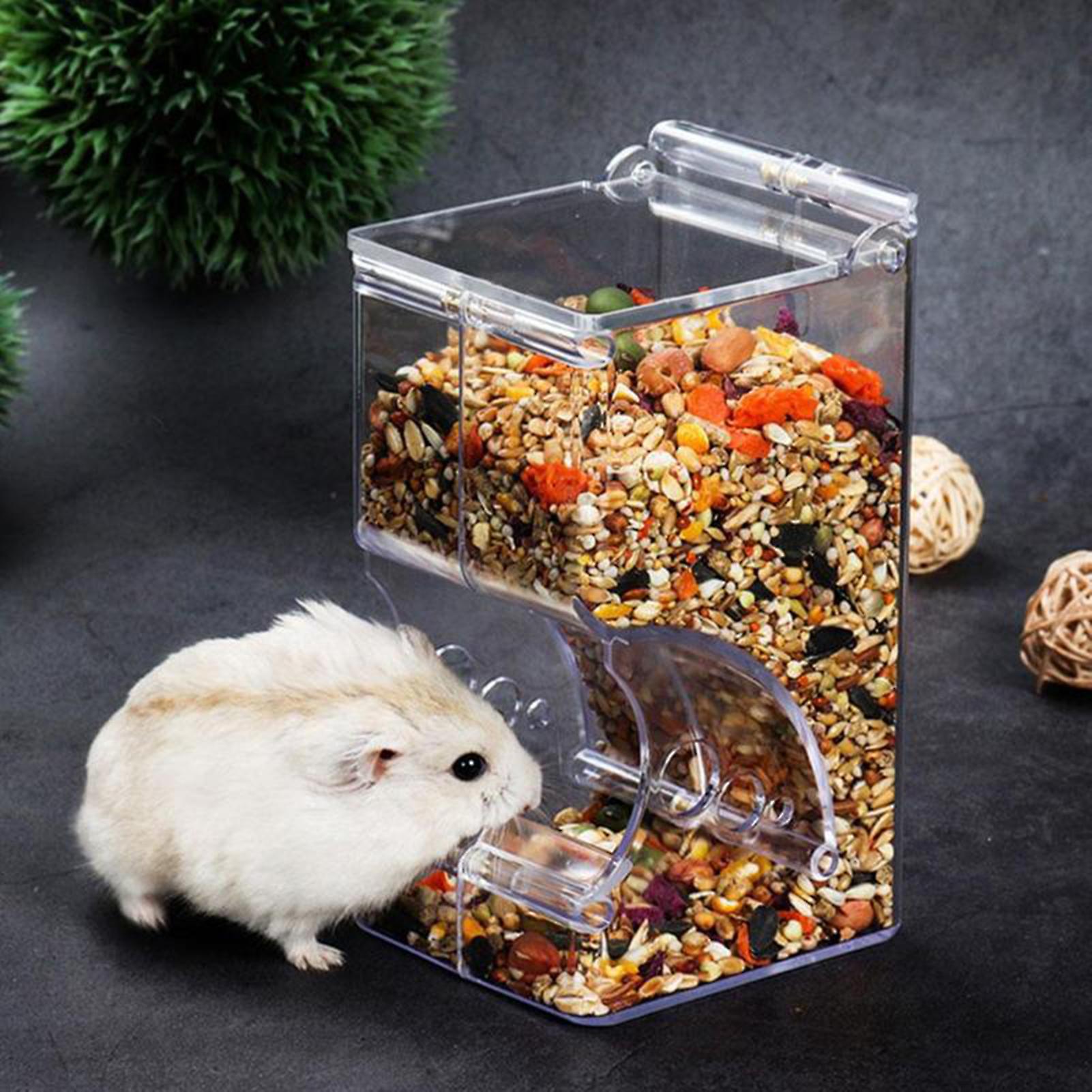 Automatic Pet Feeder， Bird Hamster Small Animal Feeder， Plastic Feeding Device Waterandfood Dispenser For Hamster Bird Parrots Hedgehog White