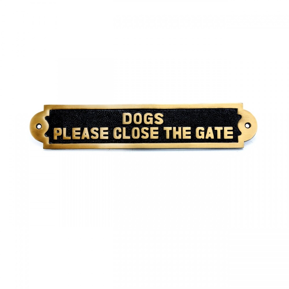 Dog Sign Outdoor Gate Plate Brass Plaque 2.2\