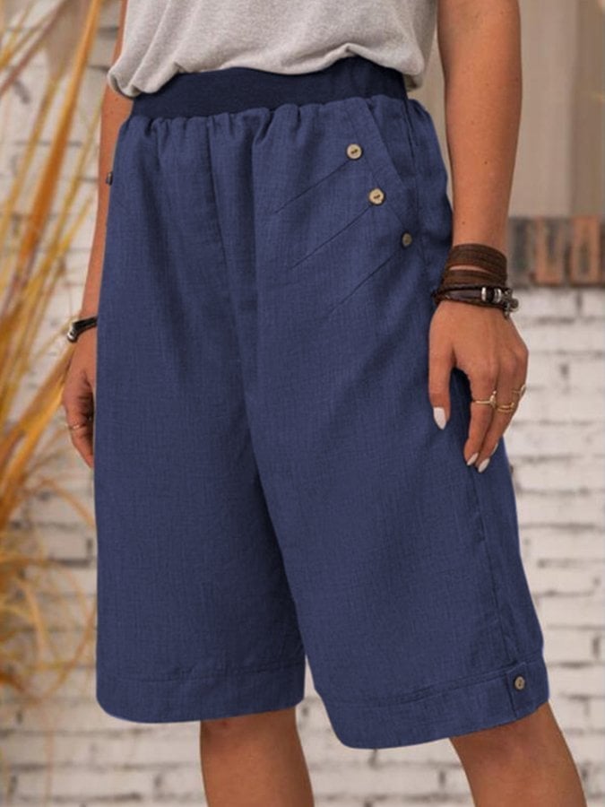 Women's Pure Color Casual Cotton Shorts