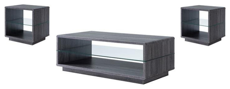 Furniture of America Celma Wood 3 Piece Coffee Table Set in Distressed Gray   Transitional   Coffee Table Sets   by Homesquare  Houzz