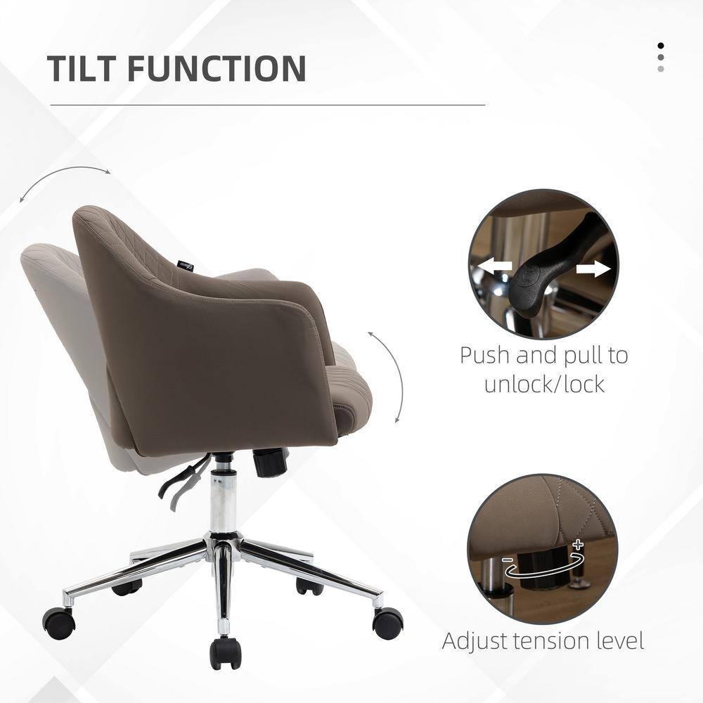 Vinsetto Brown Nylon Office Chair, Computer Desk Chair with Adjustable Height and Padded Seat 921-461BN