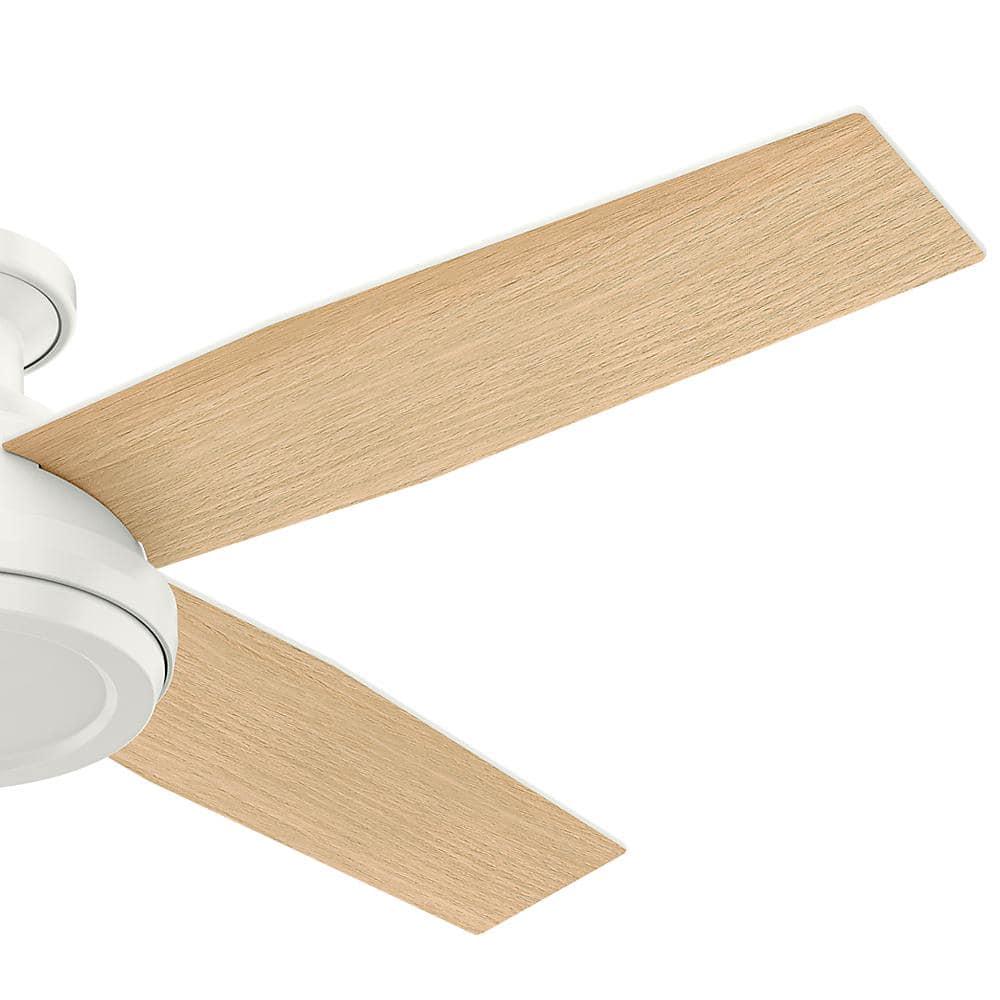 Hunter Dempsey 52 in Low Profile No Light Indoor Fresh White Ceiling Fan with Remote