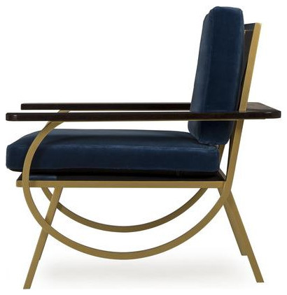 Kellan Chair Vana Blue Velvet   Modern   Armchairs And Accent Chairs   by Virgil Stanis Design  Houzz