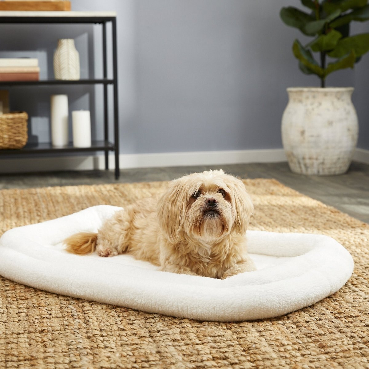 MidWest Quiet Time Deluxe Fleece Double Bolster Dog Crate Mat