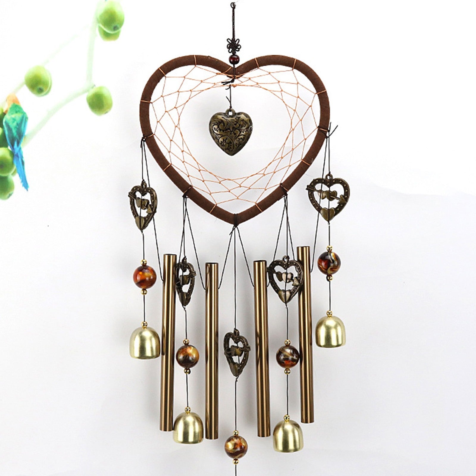 Pompotops Heart Wind Chime for Outdoor， Large Windchimes Dream-Catcher for Outside