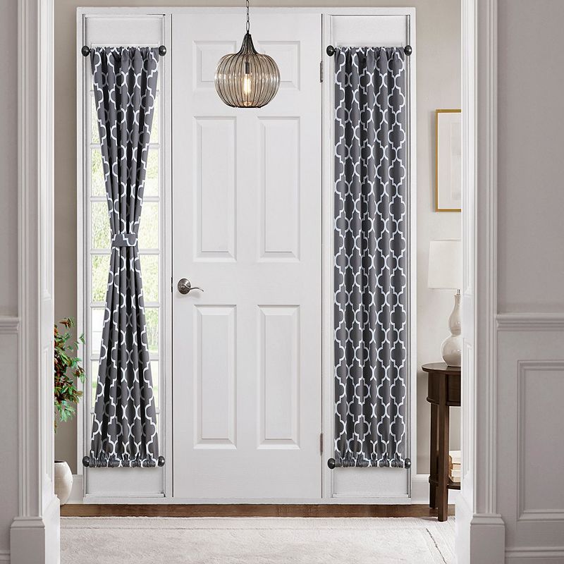 THD Lattice Print French Door Curtain Panel for Decorative Front Doors