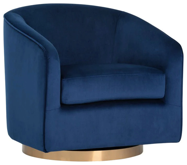 Seymour Swivel Lounge Chair   Gold   Navy Blue Sky   Contemporary   Armchairs And Accent Chairs   by Rustic Home Furniture Deco  Houzz