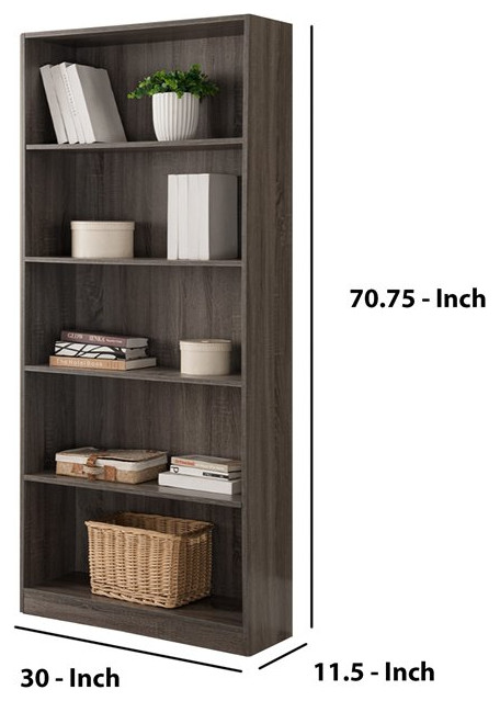 Benjara 30 quotModern Wood Splendid Space Efficient Bookcase in Gray   Transitional   Bookcases   by Homesquare  Houzz