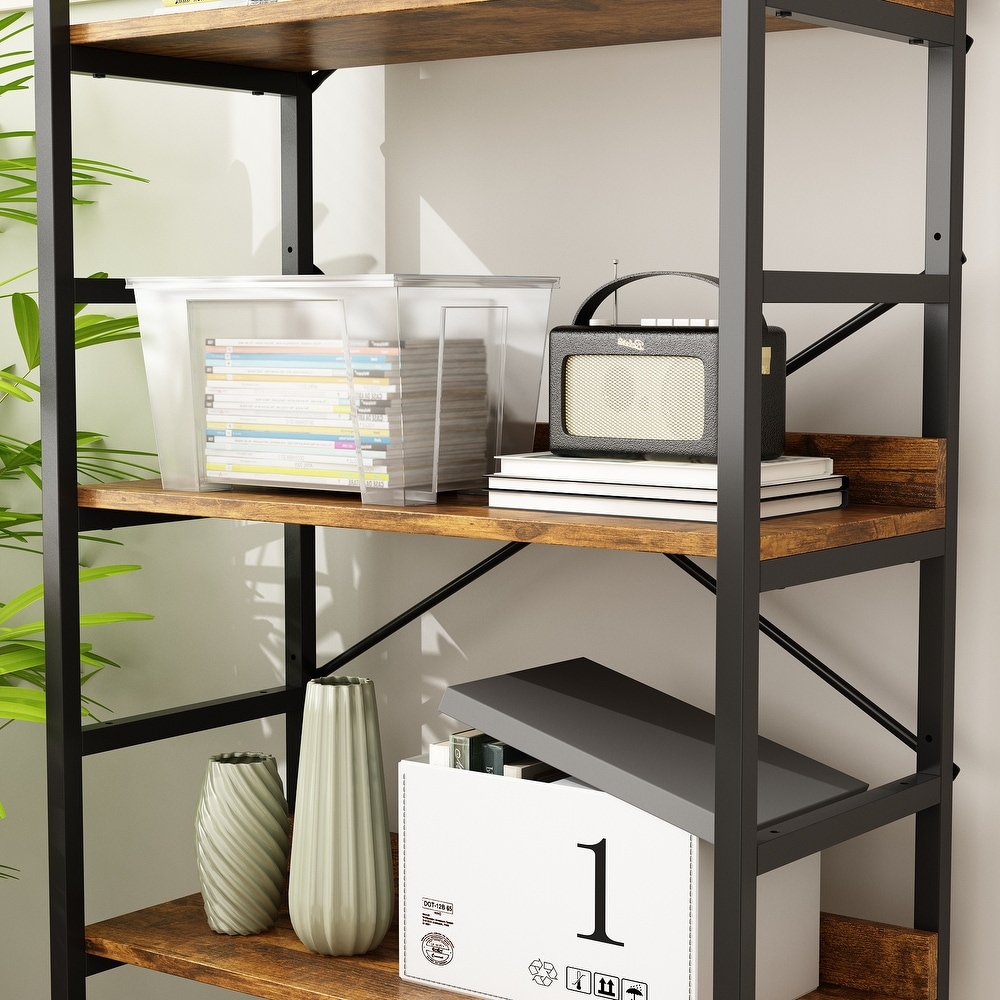 Bookcase   Versatile Industrial Style Bookshelf with Open Shelves