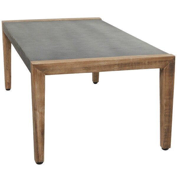 Dark Gray Wood Outdoor Dining Table with Wood Legs