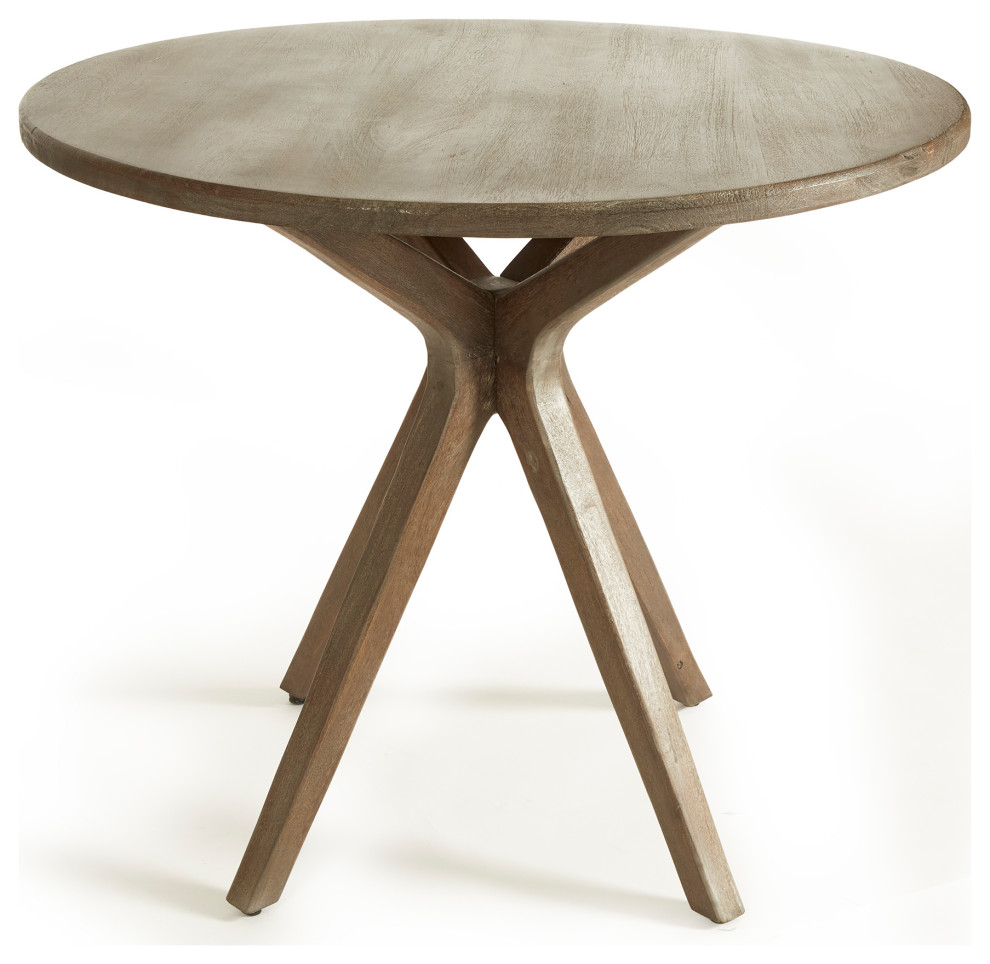 Luxe Gray Wood Mid Century Modern Round Table Accent Cafe Entry Bistro 36 in   Midcentury   Side Tables And End Tables   by My Swanky Home  Houzz