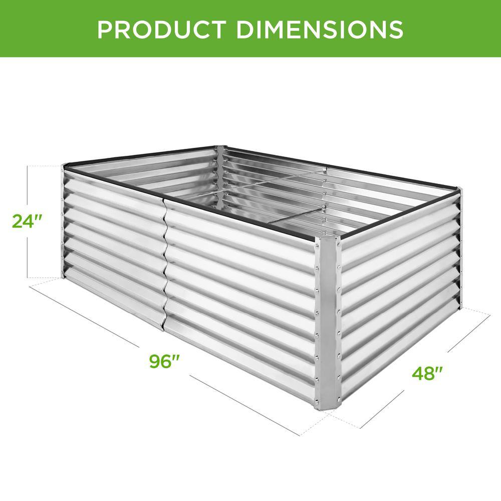 Best Choice Products 8 ft. x 4 ft. x 2 ft. Silver Outdoor Steel Raised Garden Bed Planter Box for Vegetables Flowers Herbs SKY6417