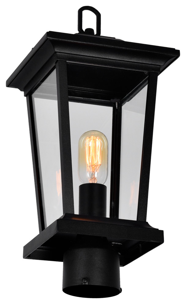 Leawood 1 Light Black Outdoor Lantern Head   Transitional   Post Lights   by CWI Lighting  Houzz