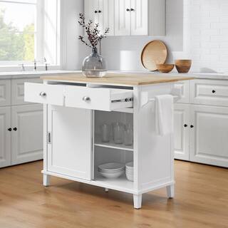 CROSLEY FURNITURE Cora White Kitchen Island with Drop Leaf CF3039NA-WH