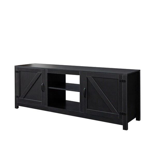 Farmhouse TV Stand， Wood Entertainment Center Media Console with Storage