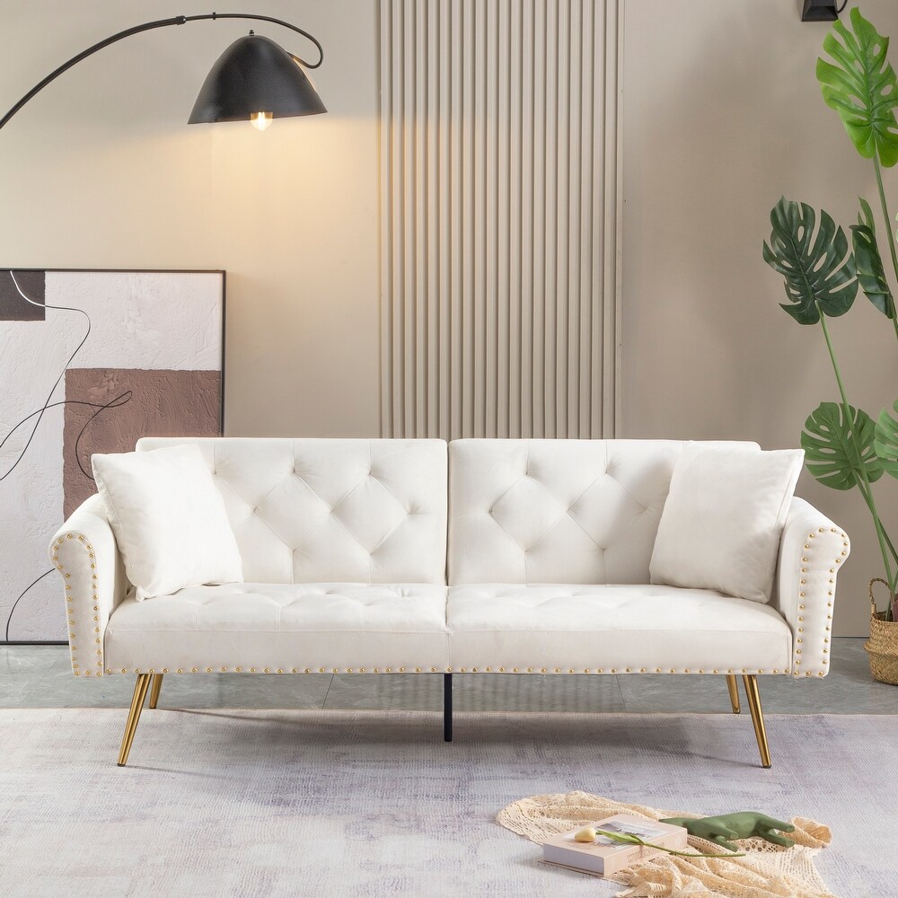 Modern Velvet Upholstered Sleeper Sofa