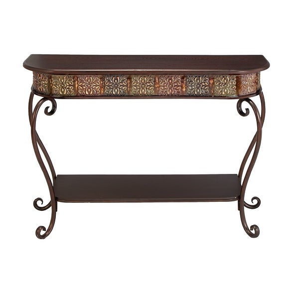 Brown Iron Traditional Console Table 32 x 43 x 14 - 43 x 14 x 32