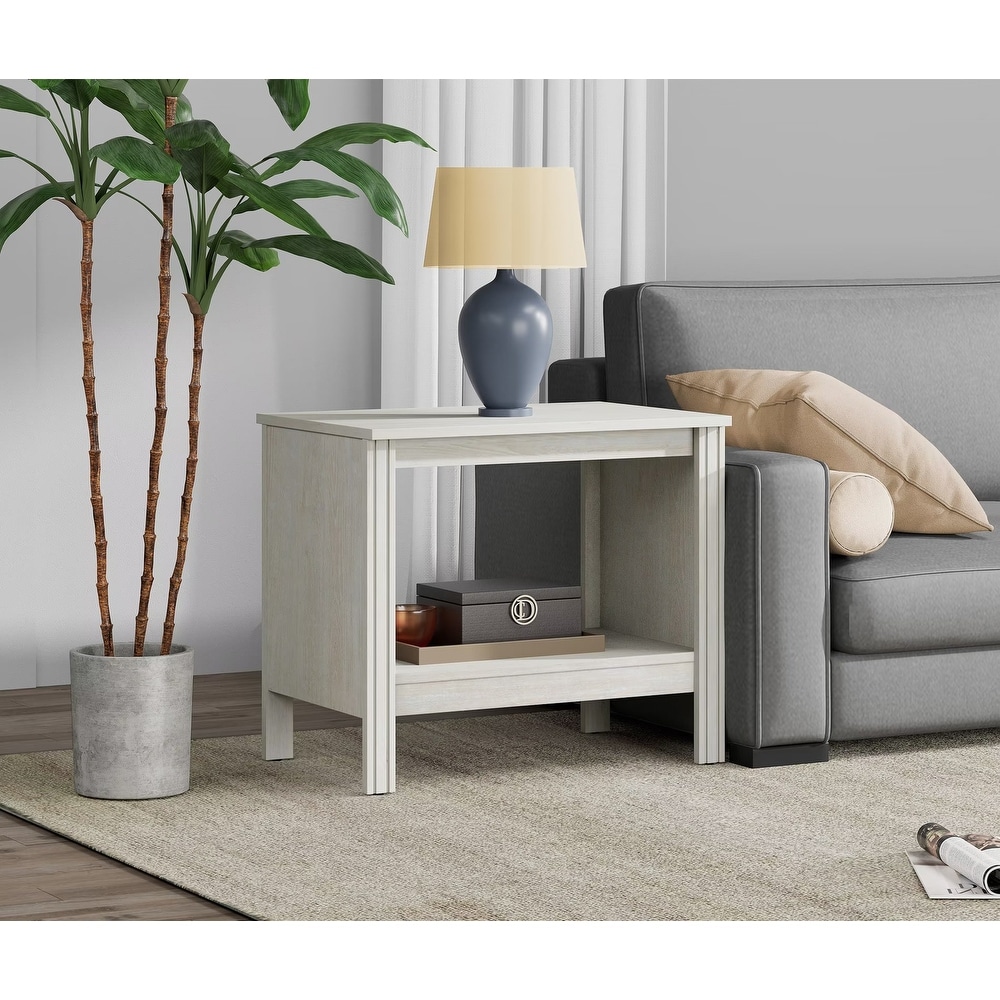 Classic End Table Nightstand  Side Table with Storage Shelf (Set of 2)