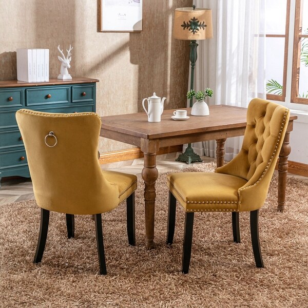 2Pcs High-end Tufted Velvet Dining Chair