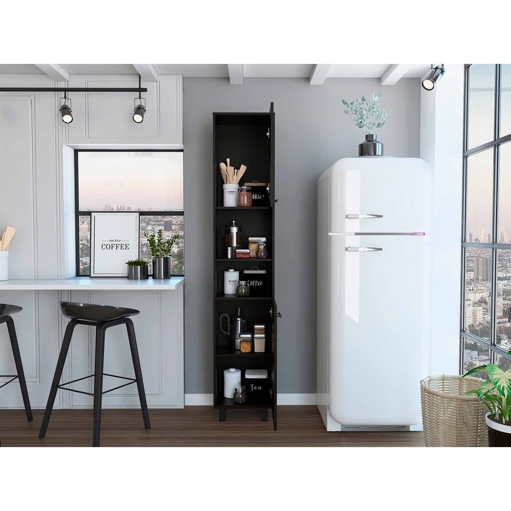 Black Sleek and Tall Pantry Cabinet