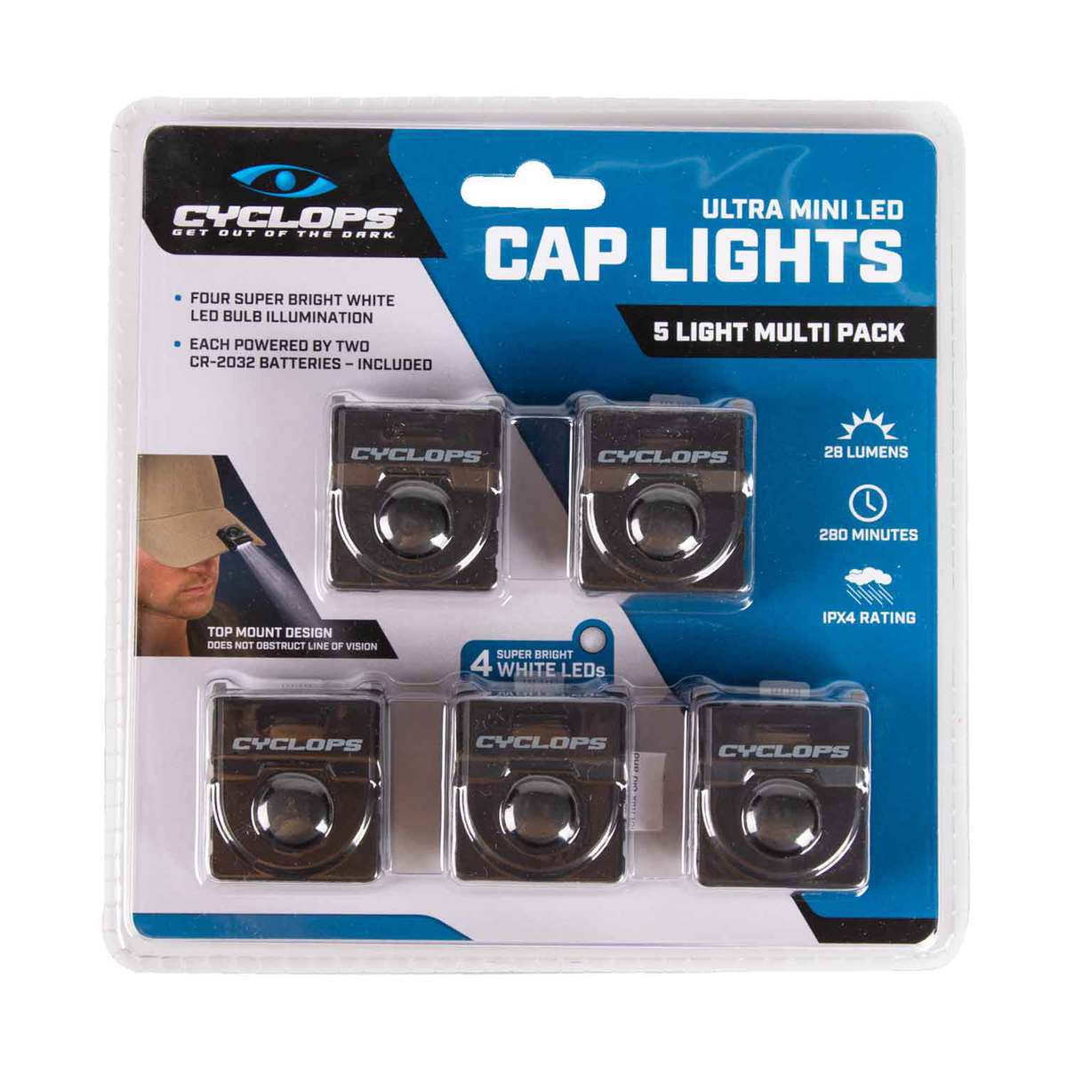 Cyclops Ultra Mini 5 Pack LED Cap Lights  Black