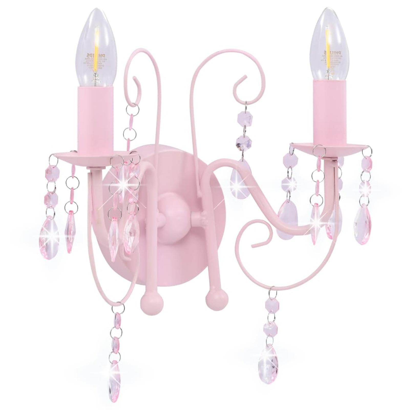 Wall Lamp With Beads Pink 2 X E14 Bulbs No.346059