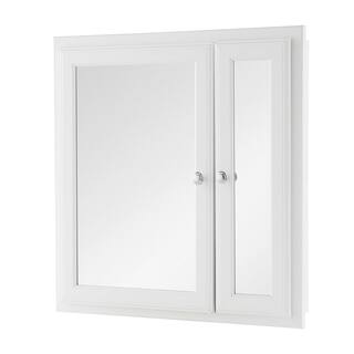 Home Decorators Collection 24-12 in. W x 25-34 in. H Fog Free Framed RecessedSurface-Mount Bi-View Bathroom Medicine Cabinet in White w Mirror 45434