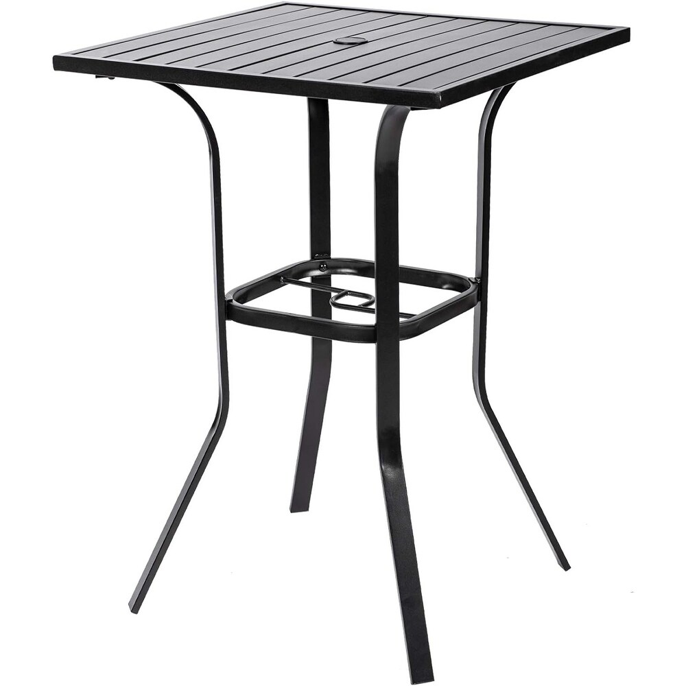 Suncrown Outdoor Bar Height Table Bistro Table with Umbrella Hole