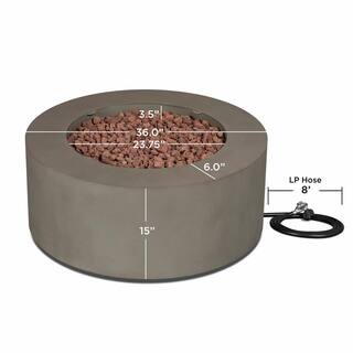 Real Flame Aegean 36 in. W X 15 in. H Round Powder Coated Steel Liquid Propane Fire Pit in Mist Gray with NG Conversion Kit C9815LP-MGRY