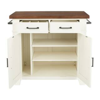 OSP Home Furnishings Urban Farmhouse Kitchen Island White Base with Vintage Oak Top BP-4207-942